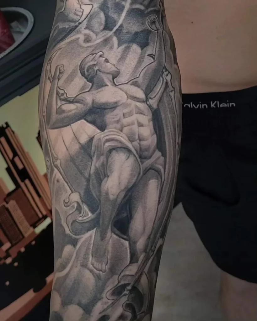 saint michael tattoo detail