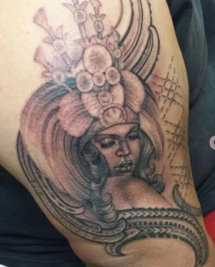 samoan taupou polynesian girl head tattoo