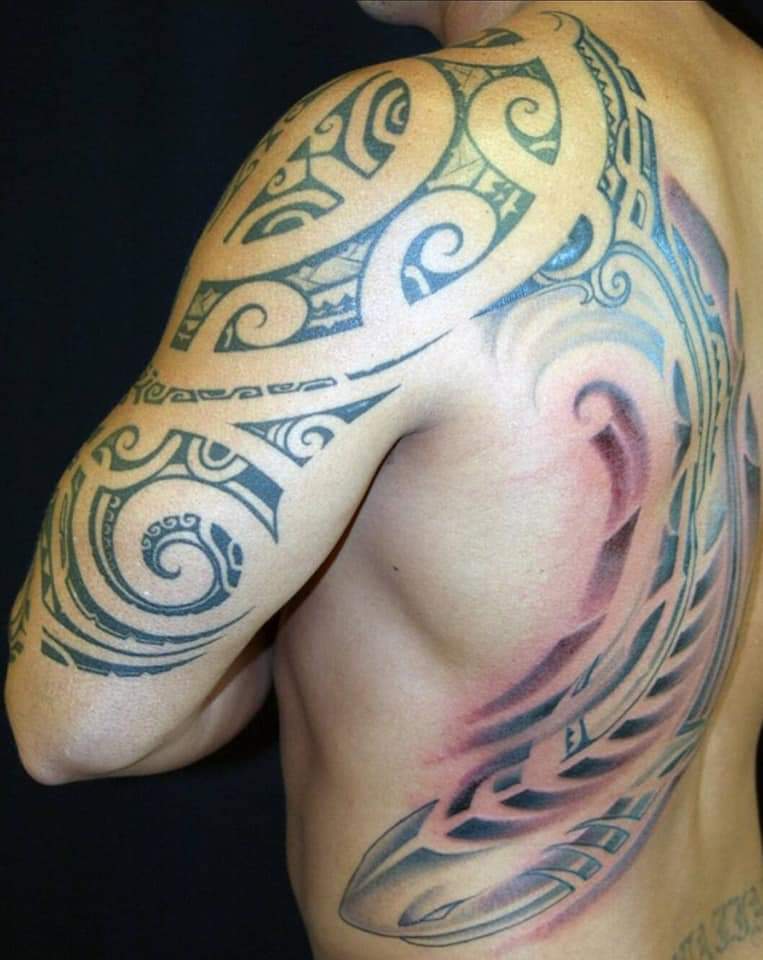 Polynesische tattoo mixed stijl maori marquesan samoan