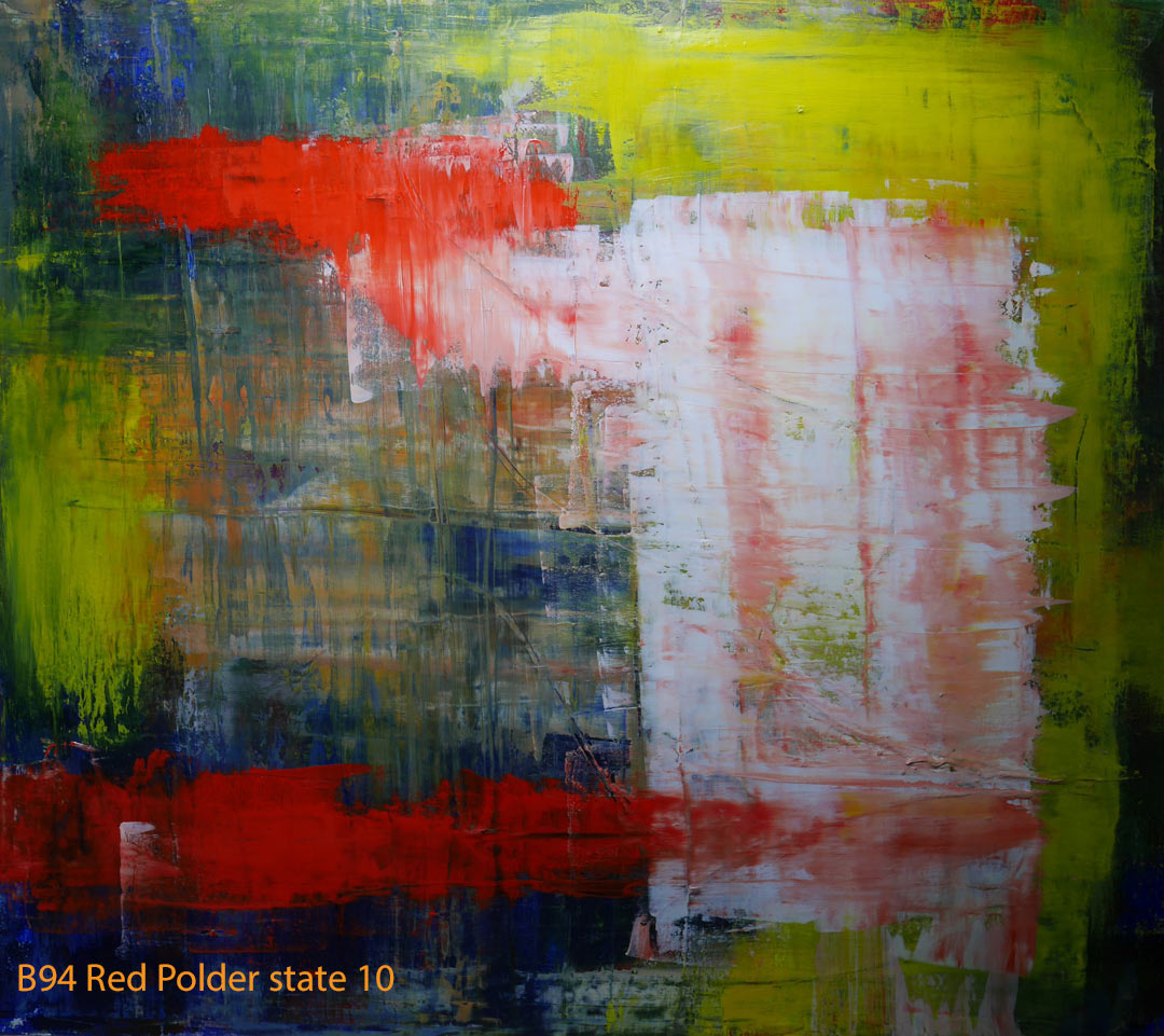 Abstract Oil Painting Red Polder by Paul Hollingsworth - Painting State 10 of 21