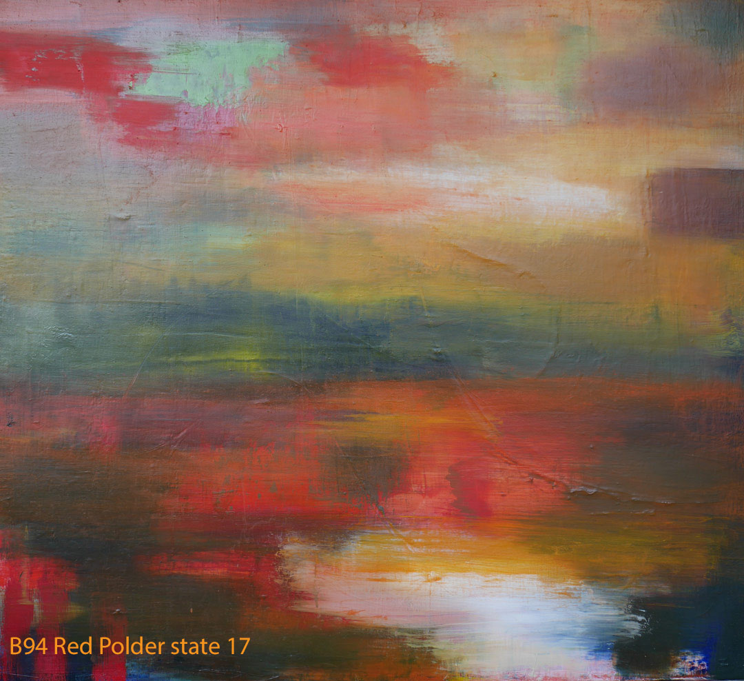 Abstract Oil Painting Red Polder by Paul Hollingsworth - Painting State 17 of 20
