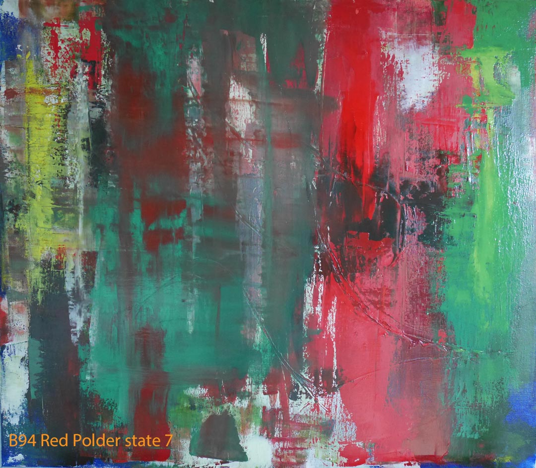 Abstract Oil Painting Red Polder by Paul Hollingsworth - Painting State 7 of 21