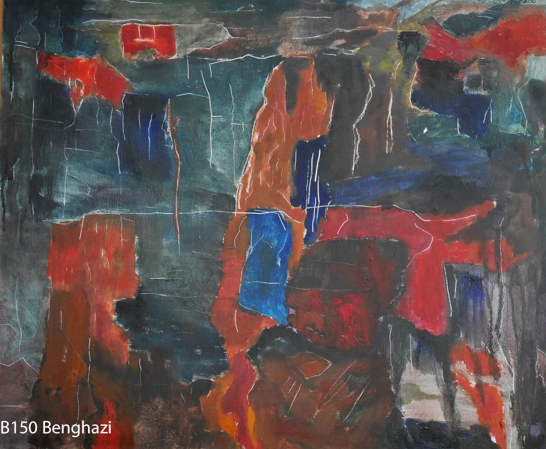 Geotechnical set of paintings 3. Oil Paintings by Paul Hollingsworth. B150 Benghazi board 51x61cm May2018. Oil Paintings by Paul Hollingsworth.