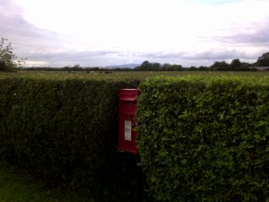 photo od post box opposite Meadow Lodge