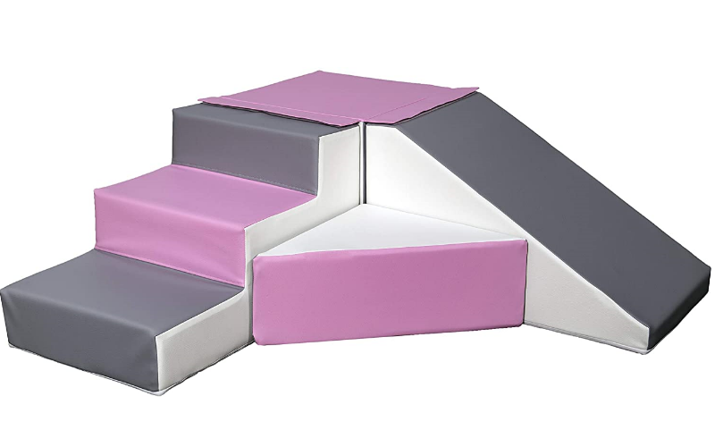 Schaumstoff-Bausteine, grau, weiß, pink, rosa , Bausteine von Velinda, Stufen, Treppe, Rutsche, Schräge