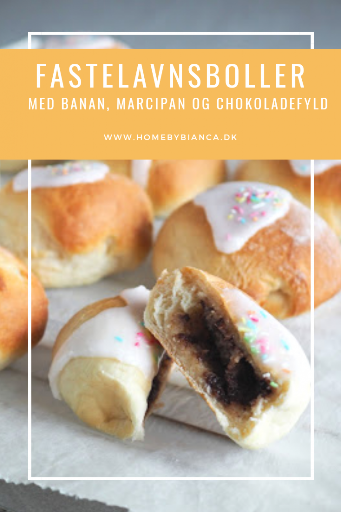 Fastelavnsboller med marcipan, banan og chokolade opskrift