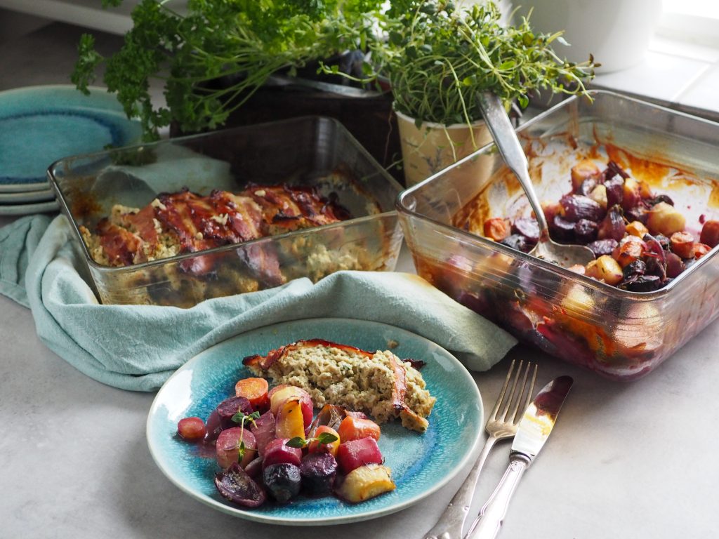 Farsbrød med bagte rodfrugter