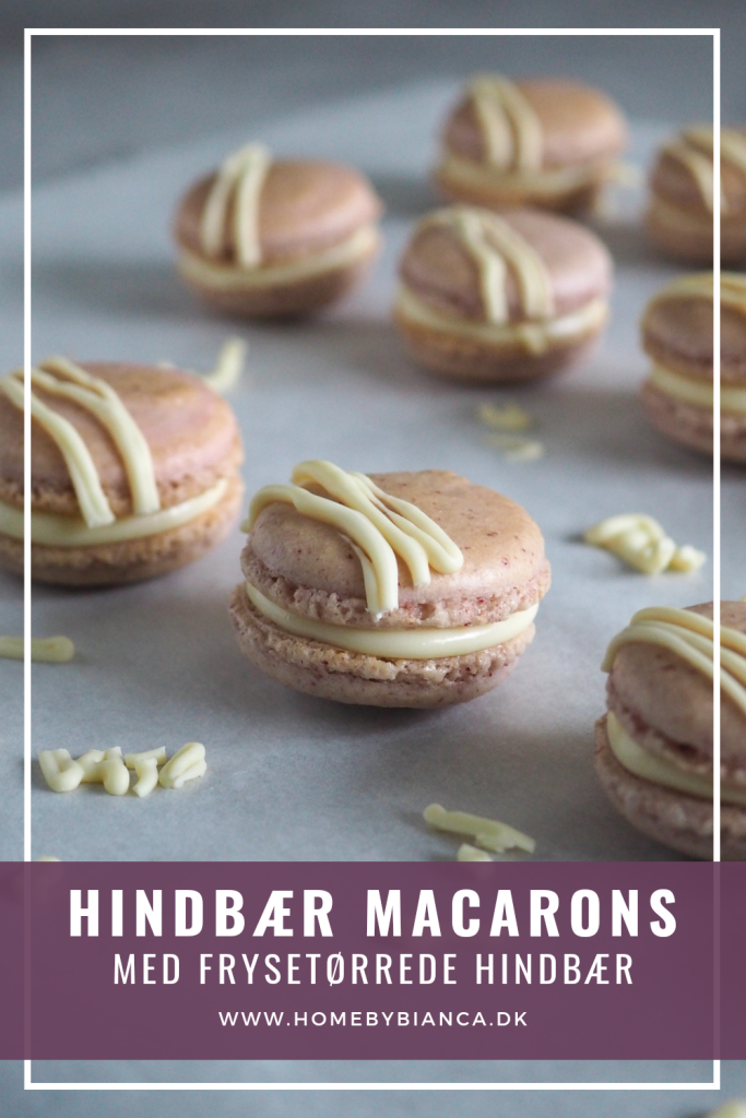 Hindbær macarons med frysetørrede hindbær