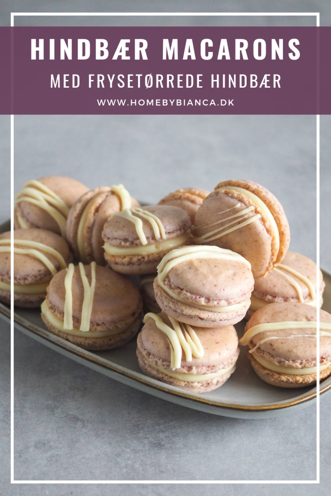 Hindbær macarons med frysetørrede hindbær