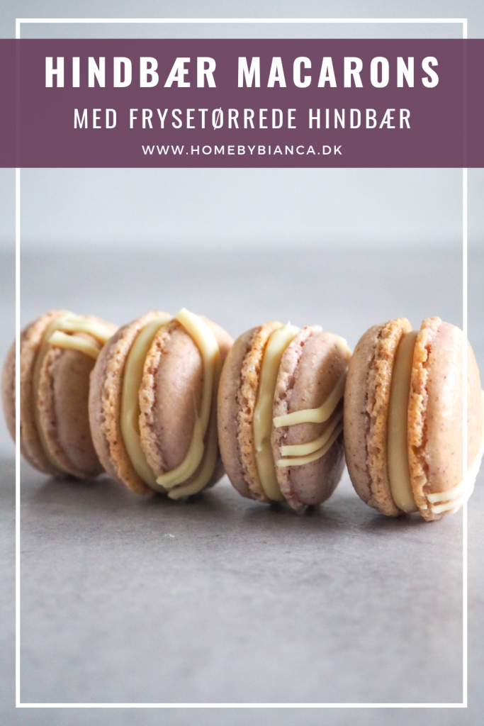 Hindbær macarons med frysetørrede hindbær