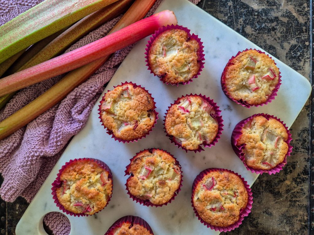 Rabarbermuffins med marcipan