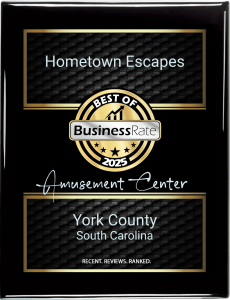 York County Best Amusement Center Award 2025 badge featuring circular BusinessRate badge.