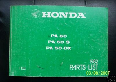 Honda PA 50 parts list