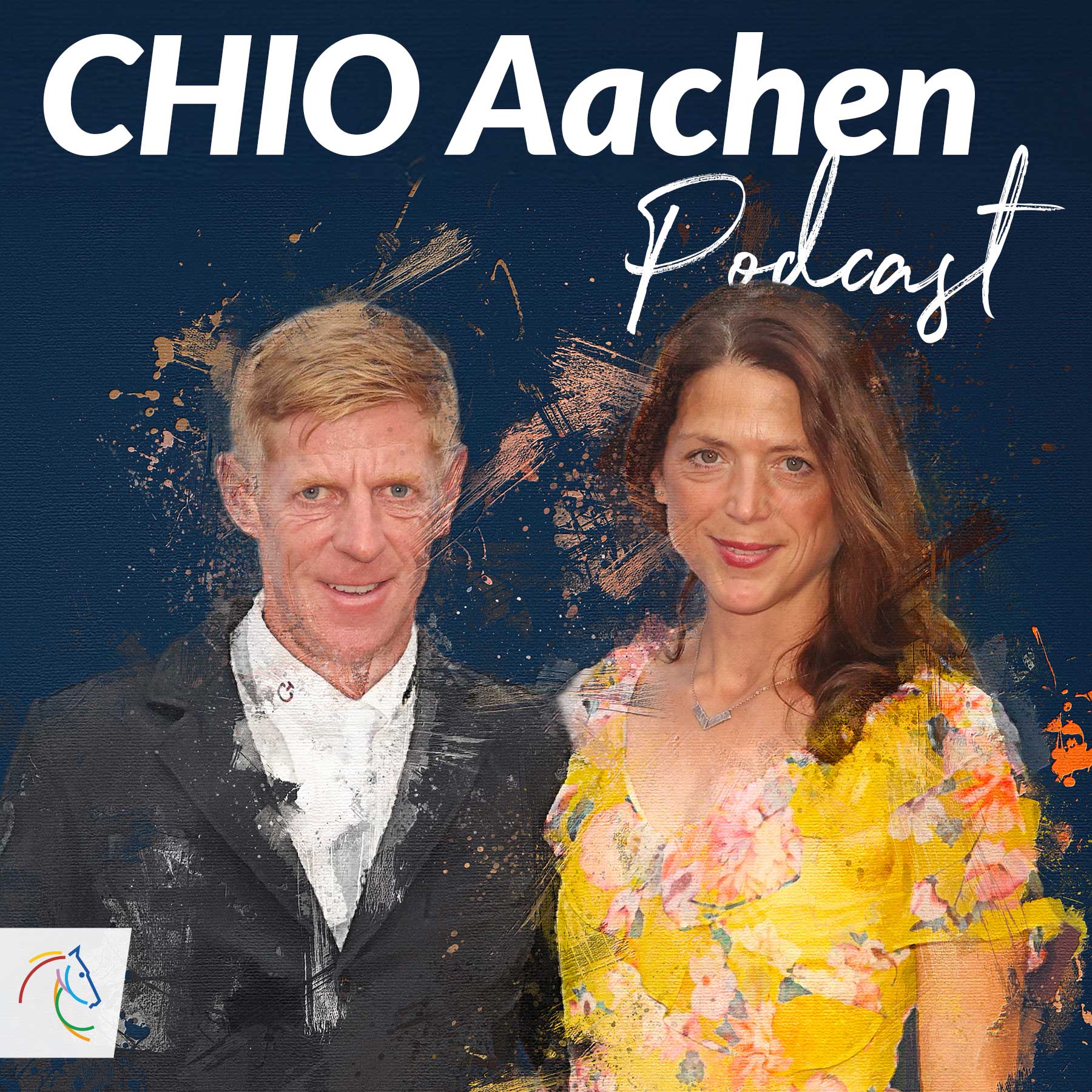 CHIO Aachen Podcasts mit den Gästen Marcus und Nadia Ehning (Grafik CHIO Aachen)