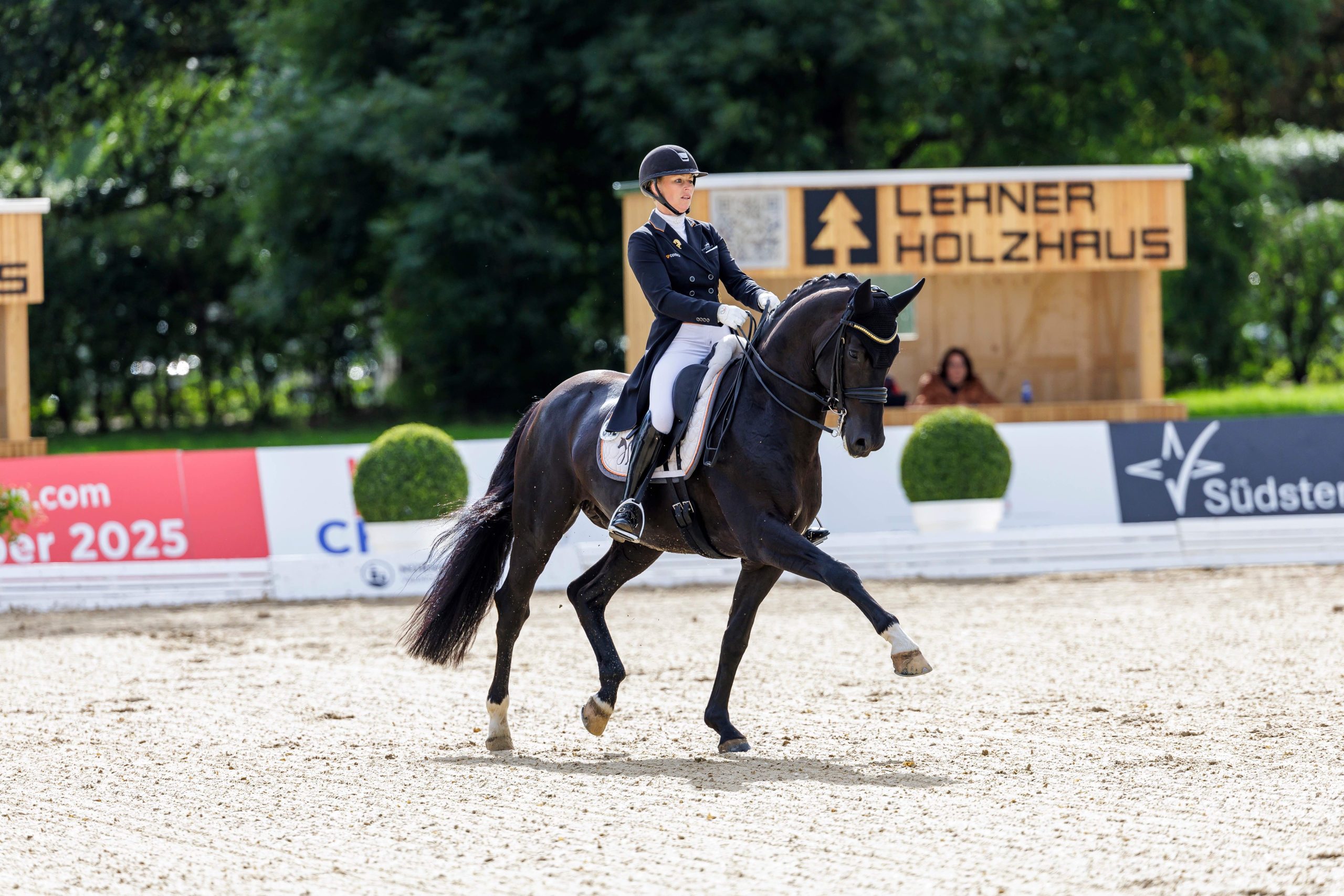 Sicherten sich die Qualifikation zum Finale des NÜRNBERGER BURG-POKALs in Frankfurt - der Schafhof-Hengst Maddox Mart und Lena Haßmann. (Foto: Stefan Lafrentz)