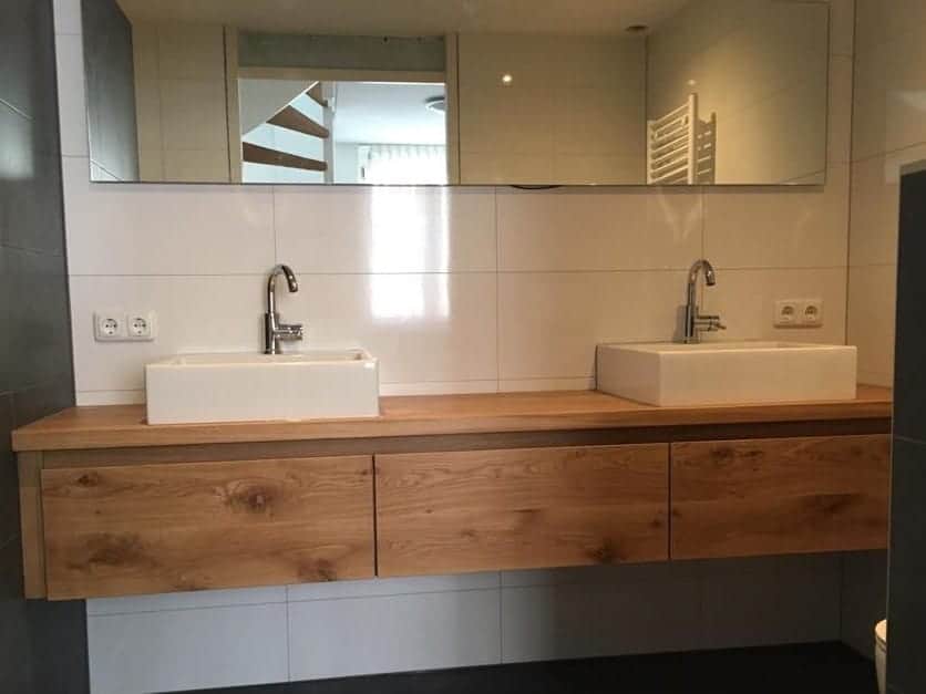 badkamermeubels wasbakken vierkant | hout en vorm