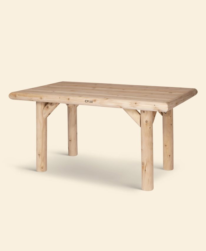 Et flott og litt større hagebord, eller loungebord som noen vil kalle det. Bordet gir god plass til en mat utendørs eller kveldens drinker. Et solid, praktisk og dekorativt utebord i sedertre. Passer perfekt sammen med log stoler eller benker. <ul> <li>håndlaget i sedertre</li> <li>106x140 cm / høyde: 77 cm</li> <li>vedlikeholdsvennlig</li> <li>robust og solid spisebord</li> <li>lang levetid</li> <li>fra canadian outdoor</li> </ul>  