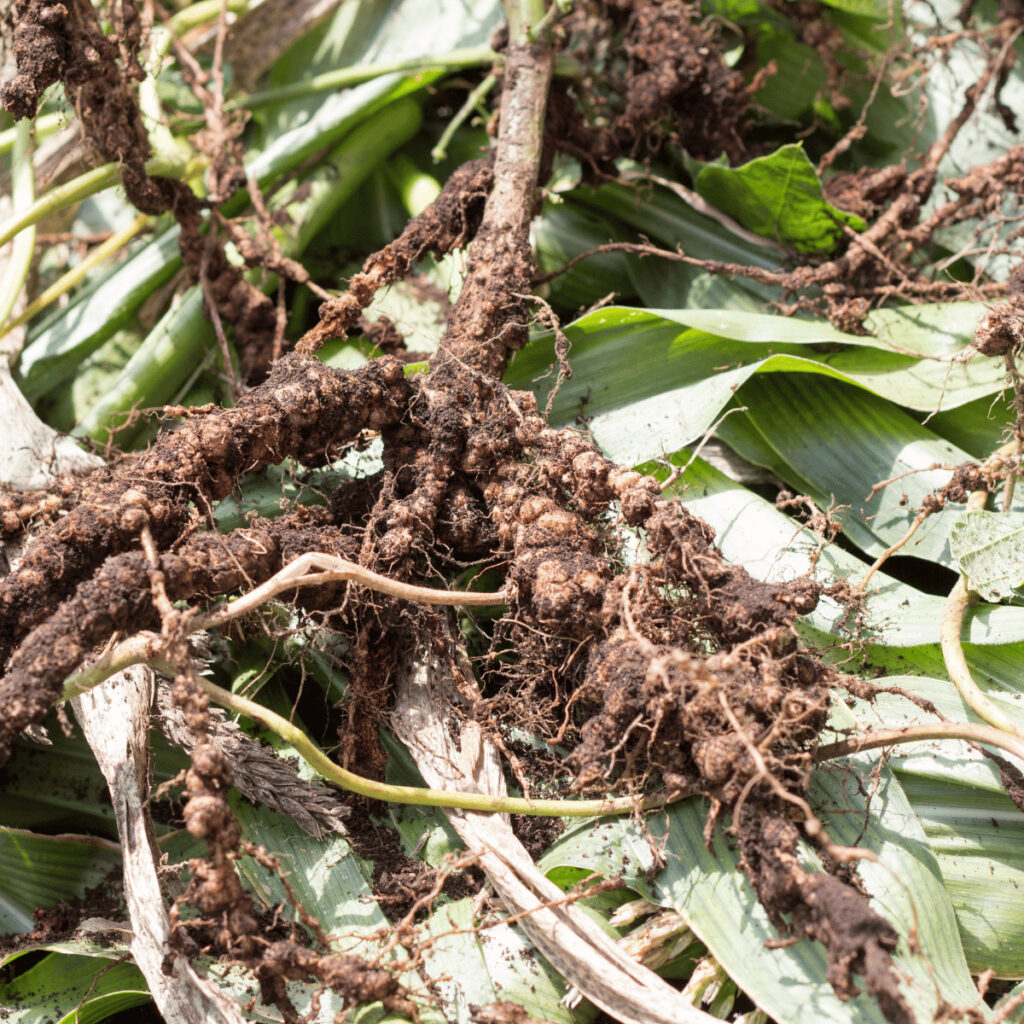 Close-up view of Rhizobia nodules on a plant root system, illustrating the remarkable process of nitrogen fixation that enriches the soil and supports plant growth.