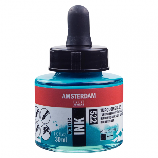 Amsterdam - Acrylinkt Fles 30 Ml Turkooisblauw 522