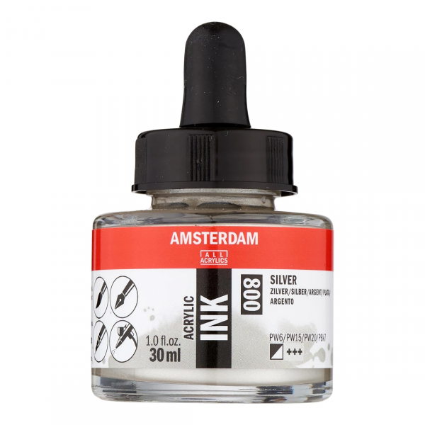 Amsterdam - Acrylinkt Fles 30 Ml Zilver 800