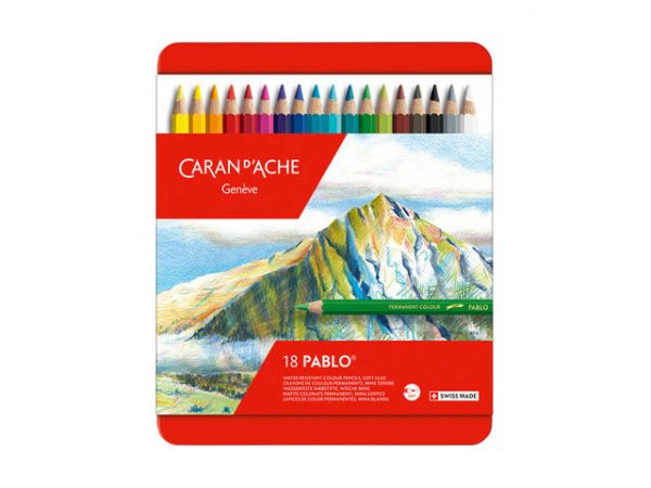 Caran D'Ache - Pablo Metalen Doos, 18 Kleurpotloden Uv 5