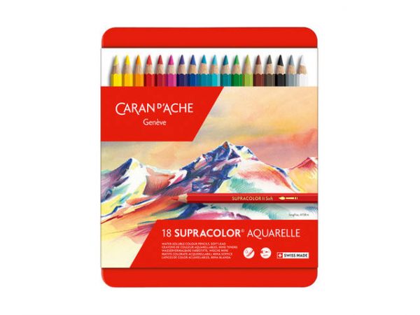 Caran D'Ache - Supracolor Metalen Doos, 18 Kleurpotloden Uv 5