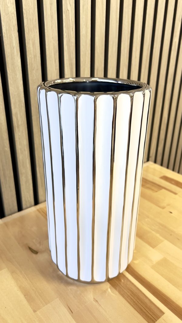 Stor vase, hvid/sølv - Image 2