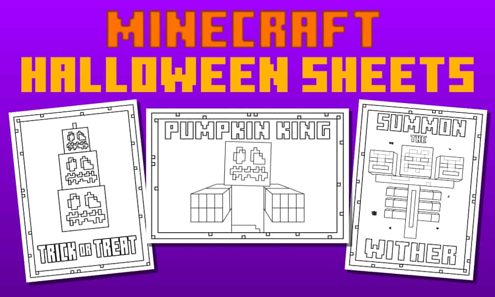 Minecraft-inspired Halloween coloring sheets