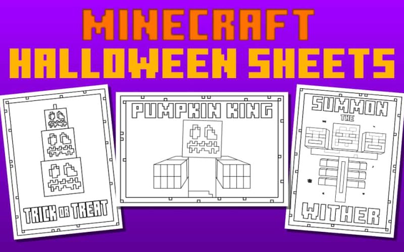 Minecraft-inspired Halloween coloring sheets