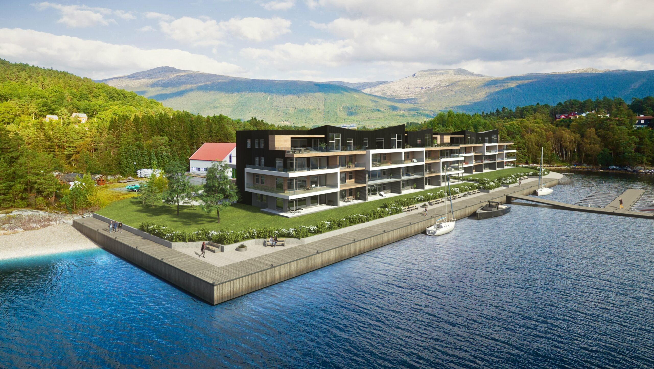 Husnes Brygge frå sjø