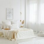 Bed with white bedding