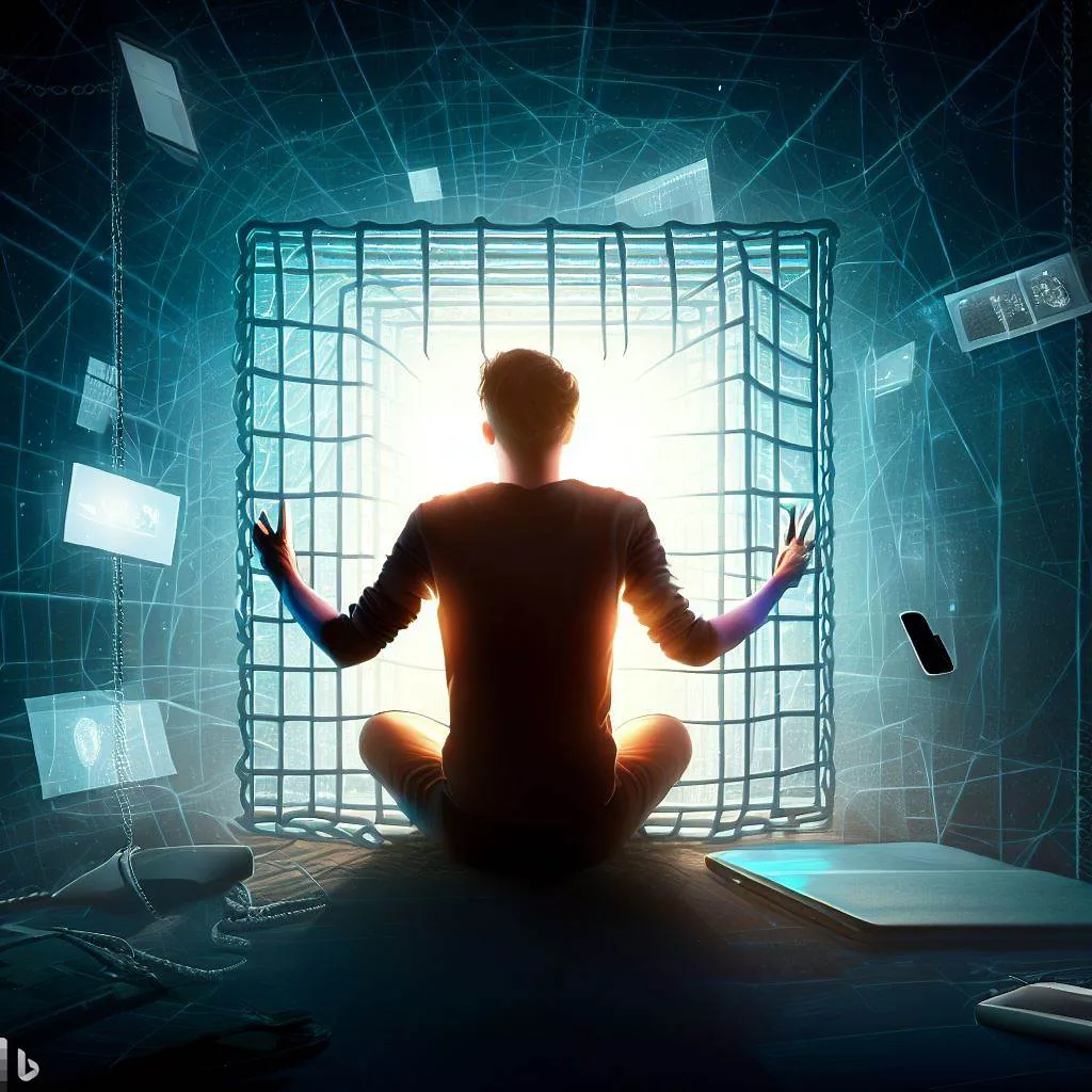 Stiliseret digital meditation, teknologi og ro