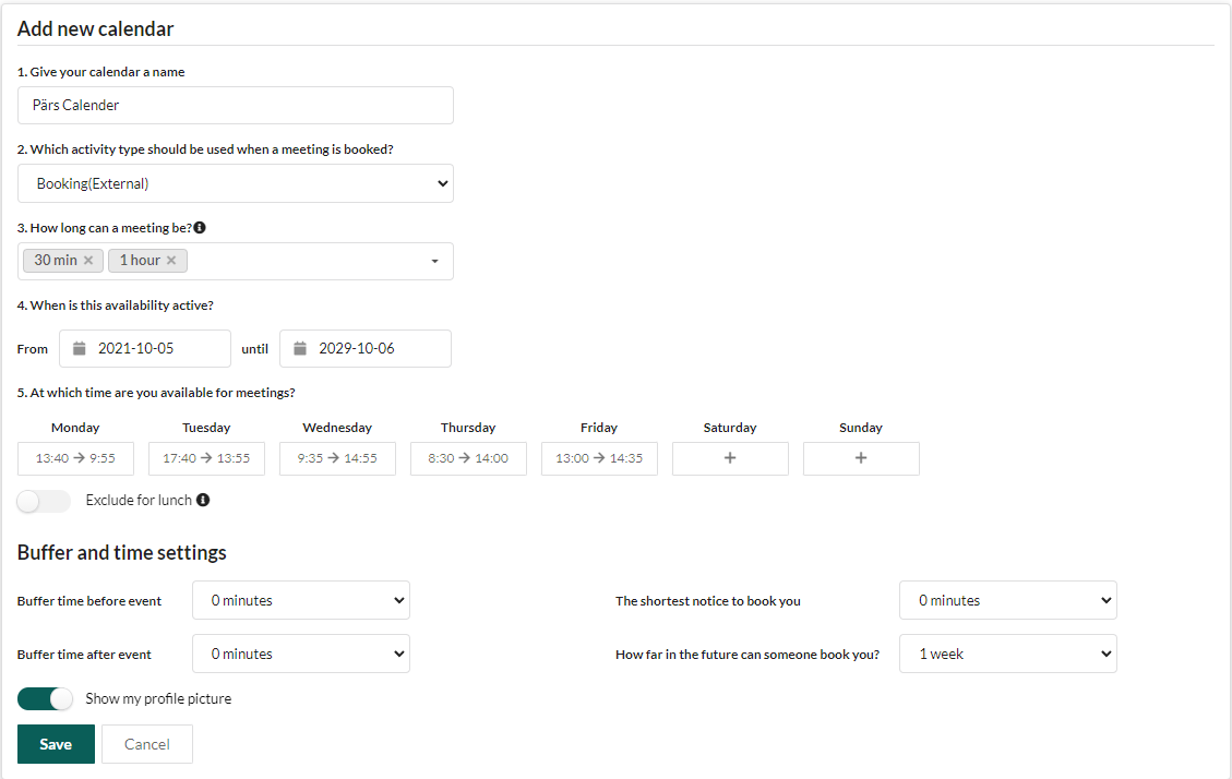 Set rules for your calendar booking from within SuperOffice CRM