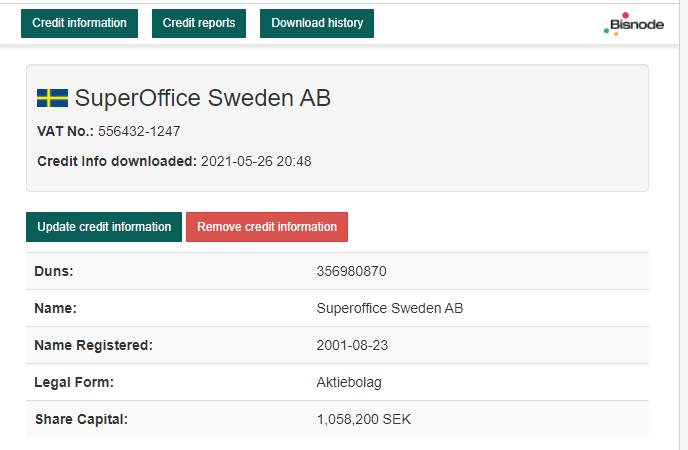 Download credit reports from inside your SuperOffice CRM