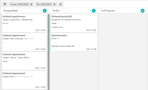 Drag and drop activities in SuperOffice CRM