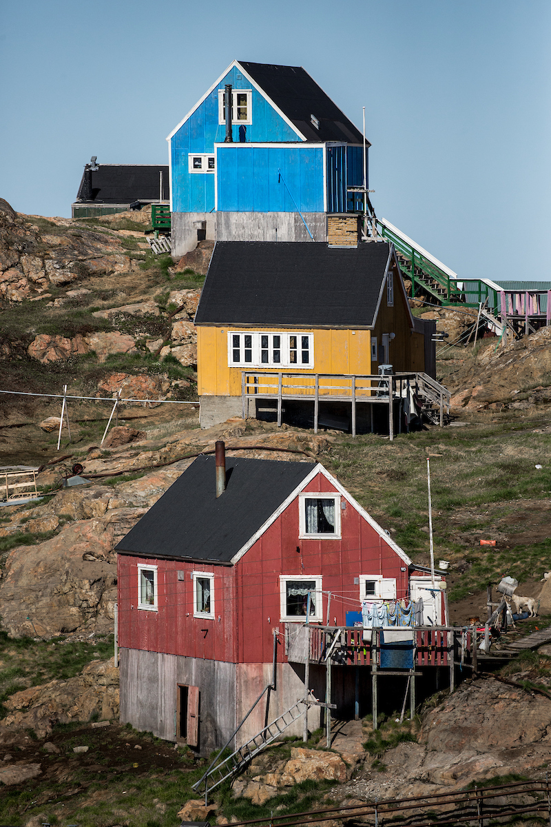 Colourful houses on a hillside in Upernavik in Greenland