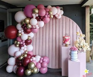 Backdrop Rund I Sammet Tyg Rosa - 2mD