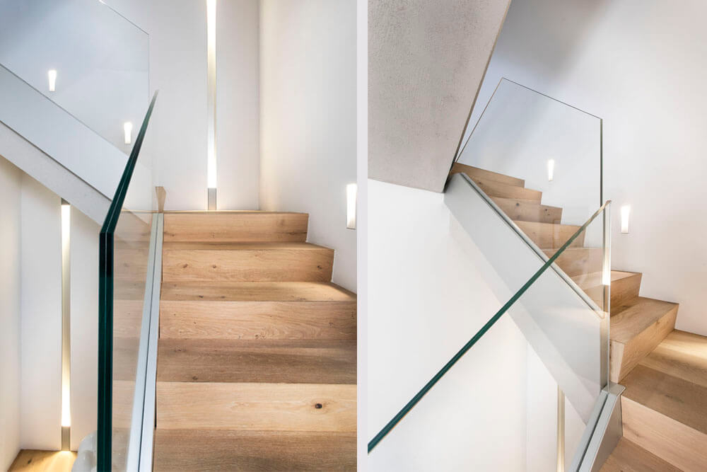 Mobiliario de diseño Rimadesio escalera con revestimiento Cementino Proyecto integral interiorismo los Madroños