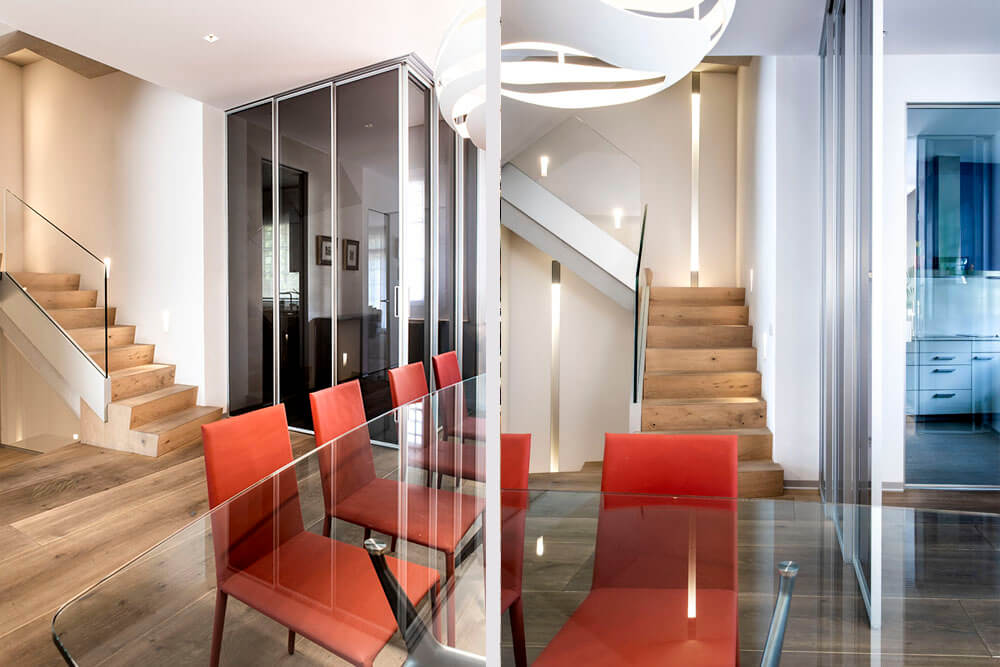 Mobiliario de diseño Rimadesio Mesa Manta y Paneles Velaria Proyecto integral interiorismo los Madroños