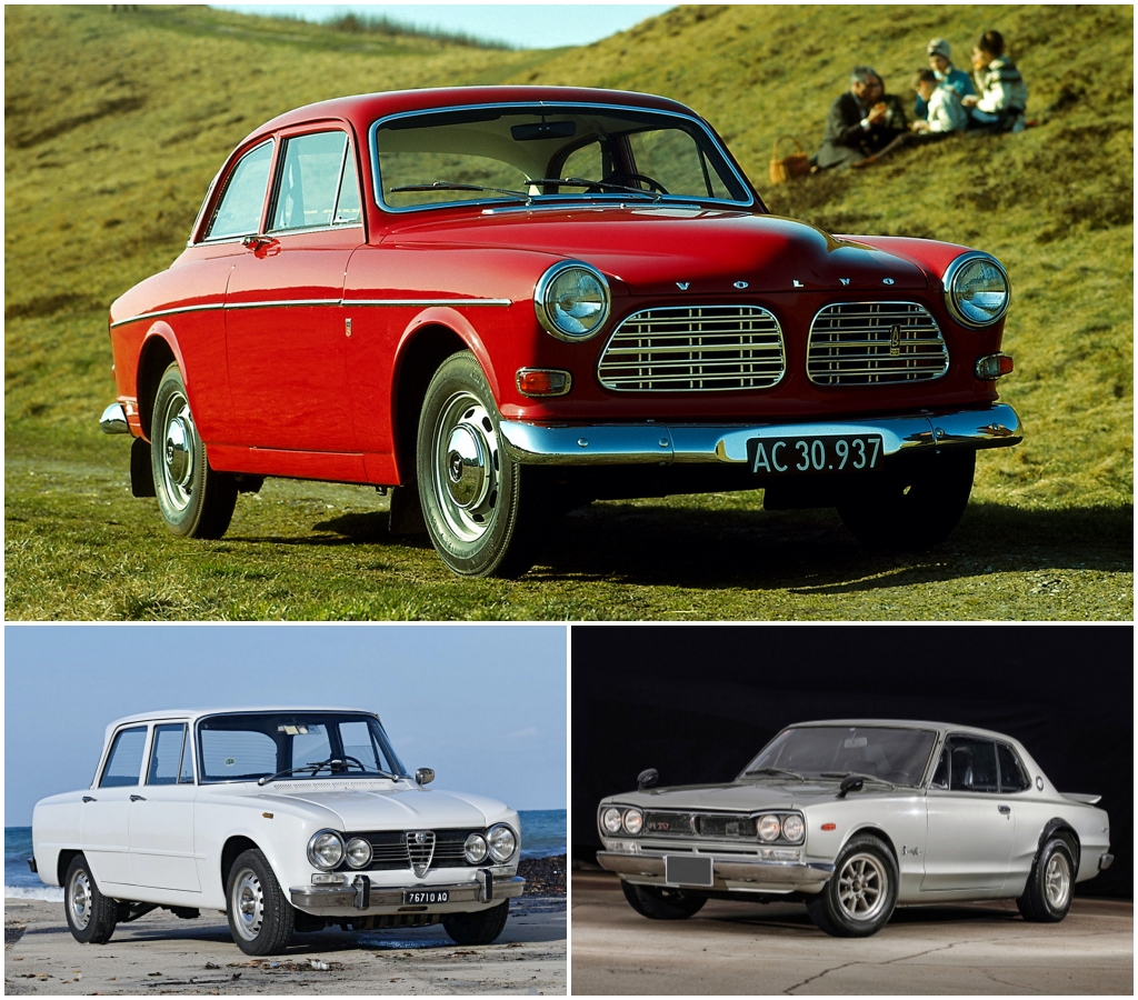Volvo Amazon: 670.000 unidades aprox. entre 1956 y 1970 | Volvo / Alfa Romeo Giulia: 572 646 unidades entre 1962 y 1977 | Bring-a-Trailer / Nissan Skyline GT-R Hakosuka: 1.945 unidades entre 1969 y 1971 | RM Sotheby's