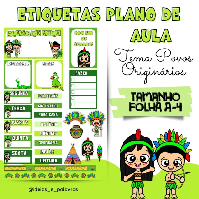 Etiquetas Plano de Aula Povos Indígenas