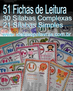 fichas de leitura simples e complexas - ideiasepalavras.com.br - atividade de alfabetização