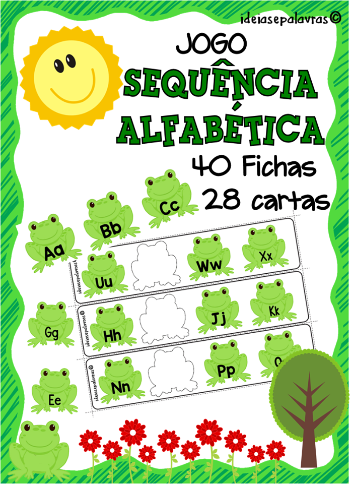 Jogo Pedagógico Sequência Alfabética Alfabeto para Alfabetização com 40  Fichas + 28 Cartas para Educação Infantil