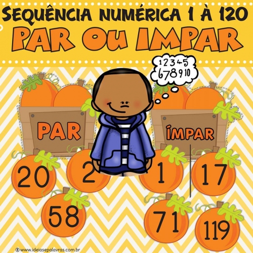 Sequência Numérica Par e Impar de 1 à 120 | alfabetização Matemática