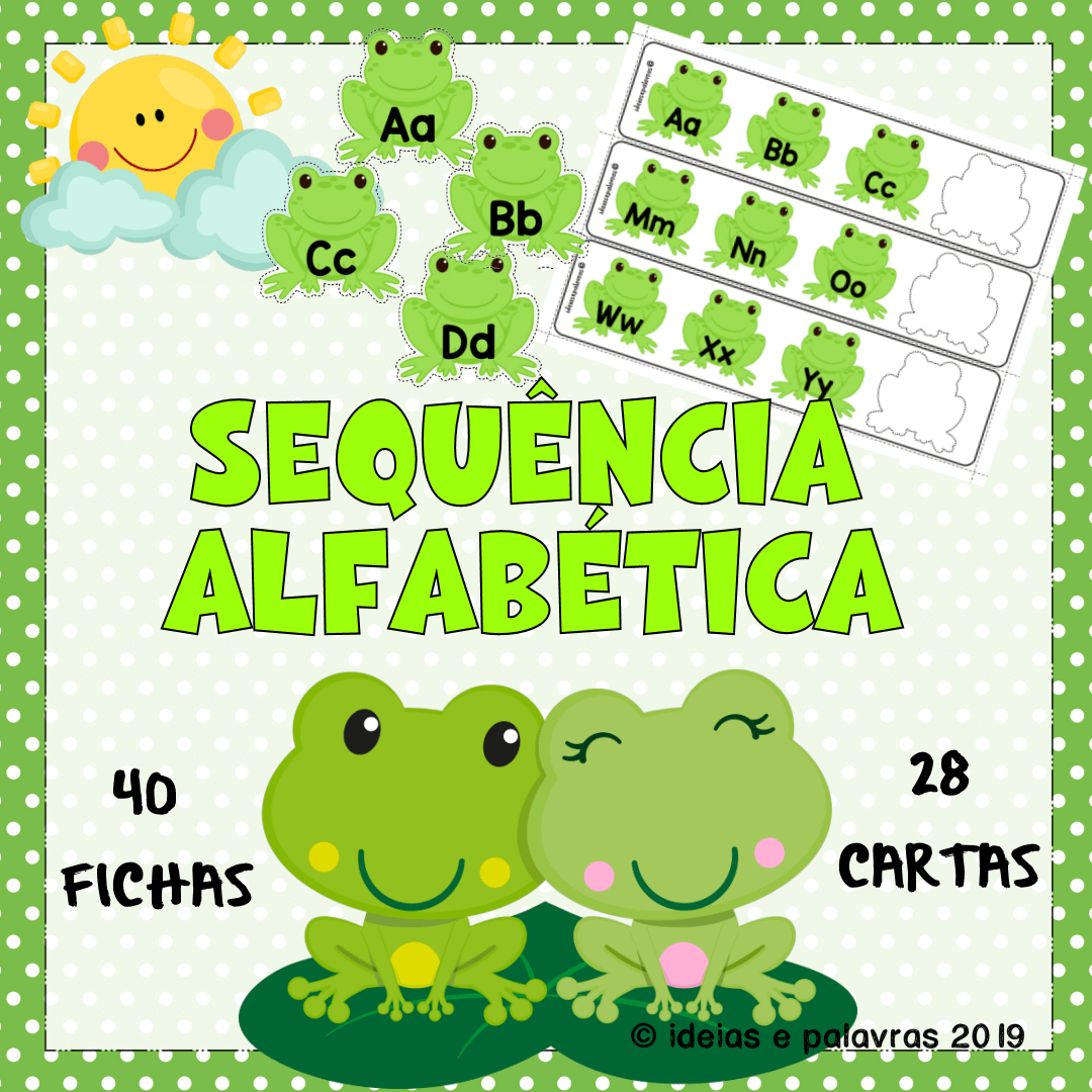 Jogo Pedagógico Sequência Alfabética Alfabeto para Alfabetização com 40  Fichas + 28 Cartas para Educação Infantil