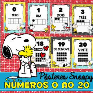 21 Pôsteres dos Números 0 ao 20 Tema Snoopy para educação infantil e ensino fundamental