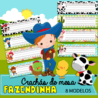 Crachás de Mesa Fazendinha | Educação Infantil