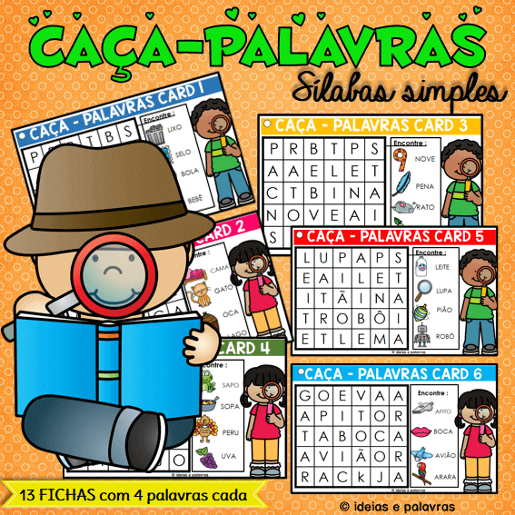 100 ideias de Atividades com Caça Palavras