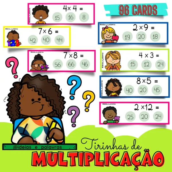 Tirinhas de Multiplicação para Imprimir