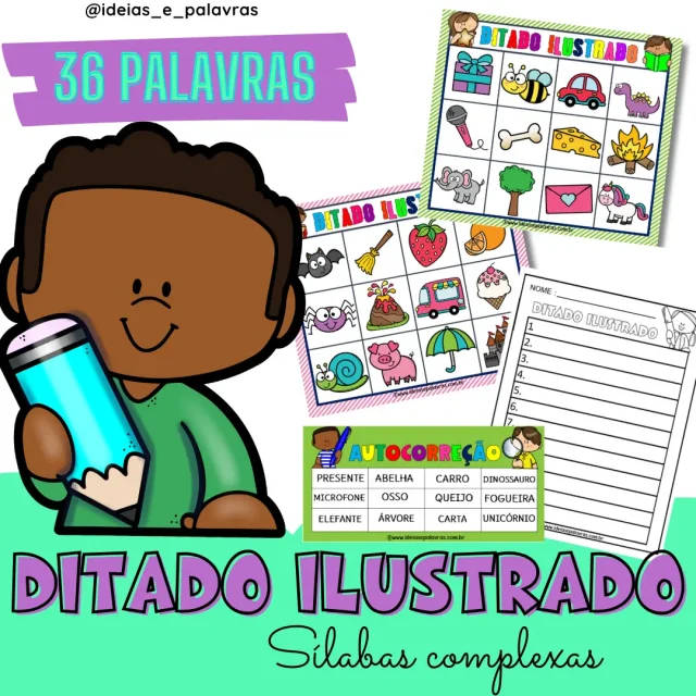 ditado ilustrado sílabas complexas